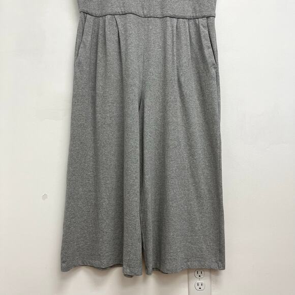 Eileen Fisher Organic Cotton Heathered Knit Wide Leg Crop Moon Jumpsuit - Large - Picture 12 of 15
